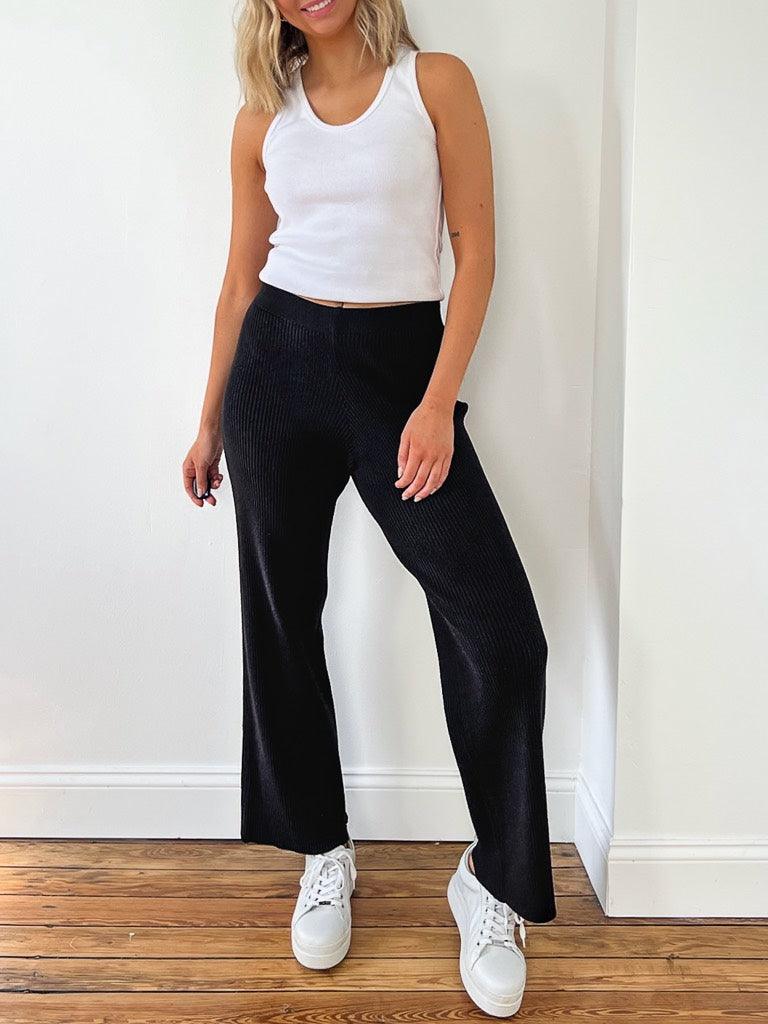 Tina Ribbed Sweater Pant - Black