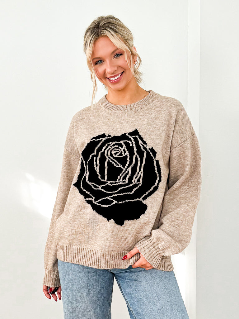 Rose on sale print sweater