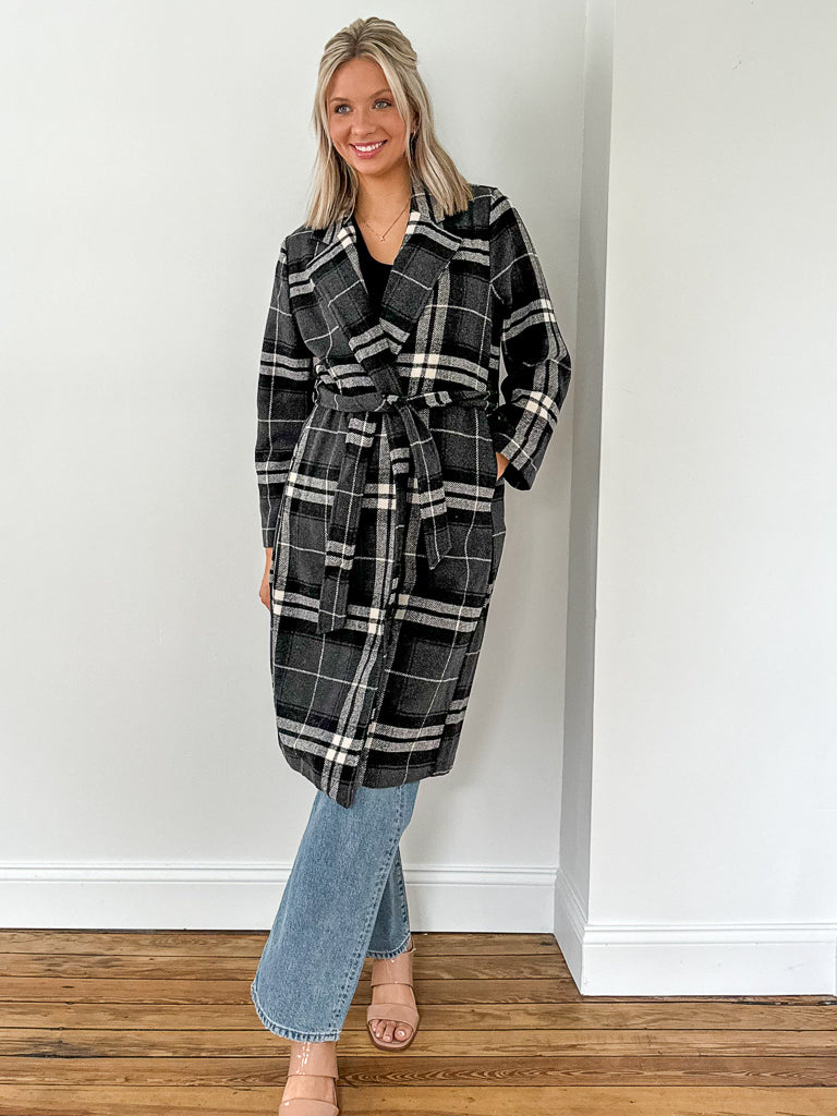 Plaid discount longline coat