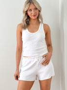 Jane Waffle Tank-White