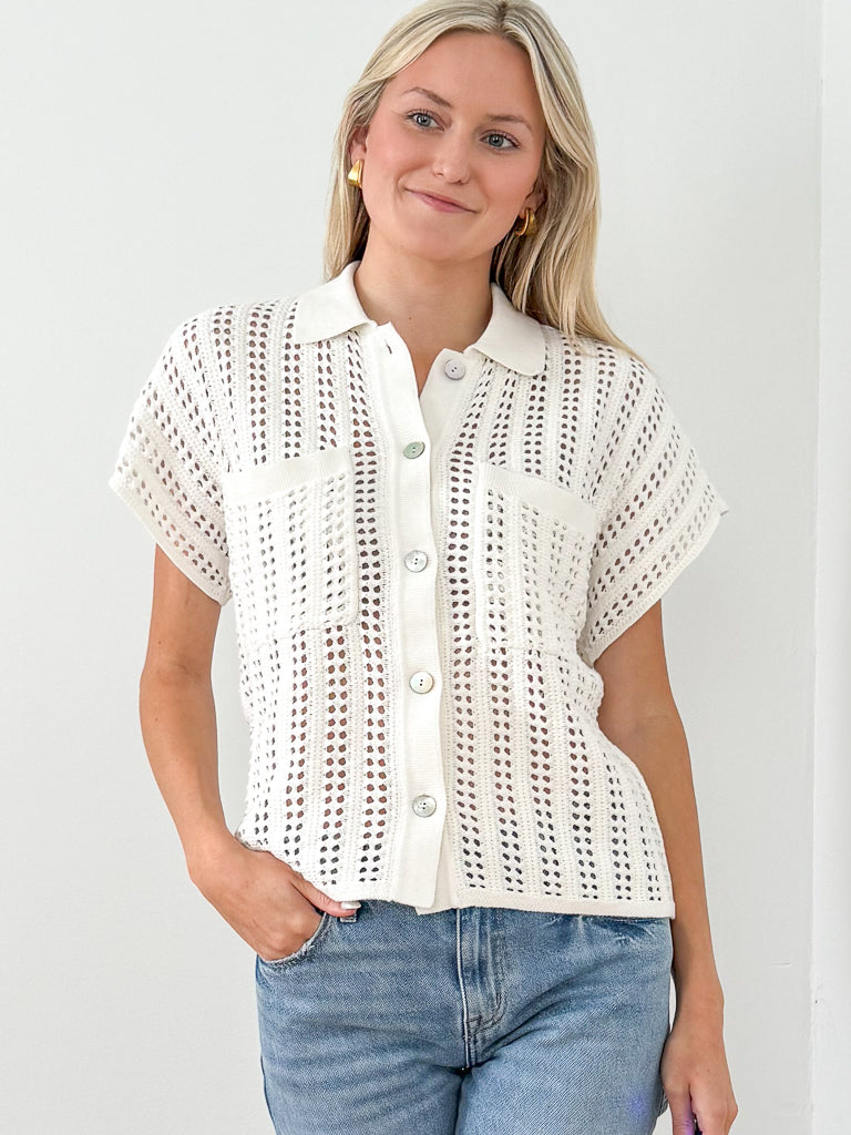 Lola Crochet Shirt-Ecru