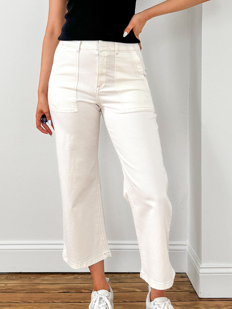 Pistola-Sophia Wide Leg Utility Ankle Pant-Le Blanc