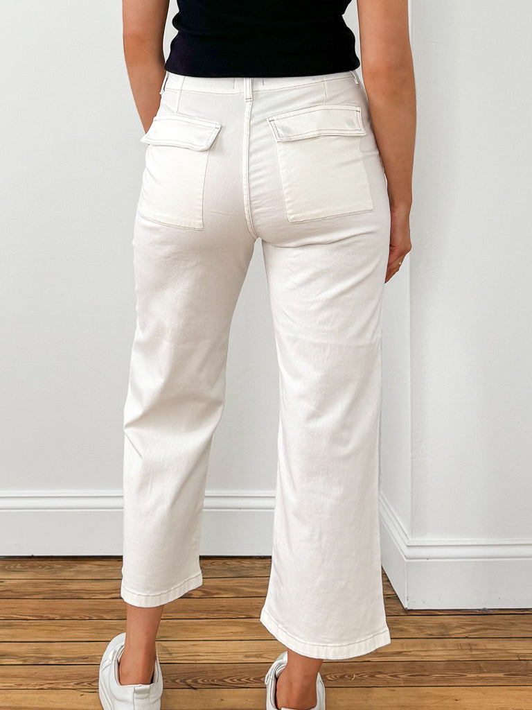 Pistola-Sophia Wide Leg Utility Ankle Pant-Le Blanc