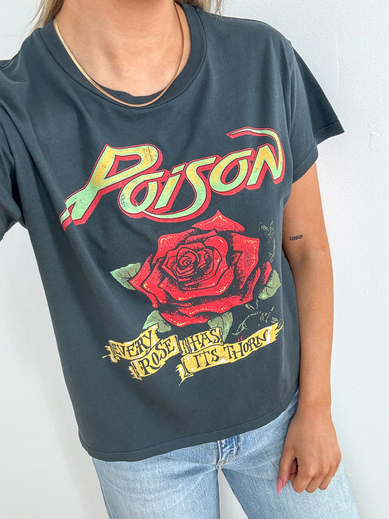Poison - Every Rose Has Its Thorn Solo Tee- Vintage Black