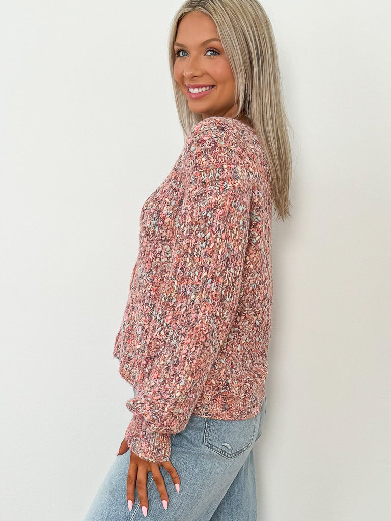 Smoothie Knit Cardigan-Berry Mix