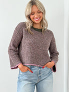 Louisa Color Block Sweater-Olive & Lavender