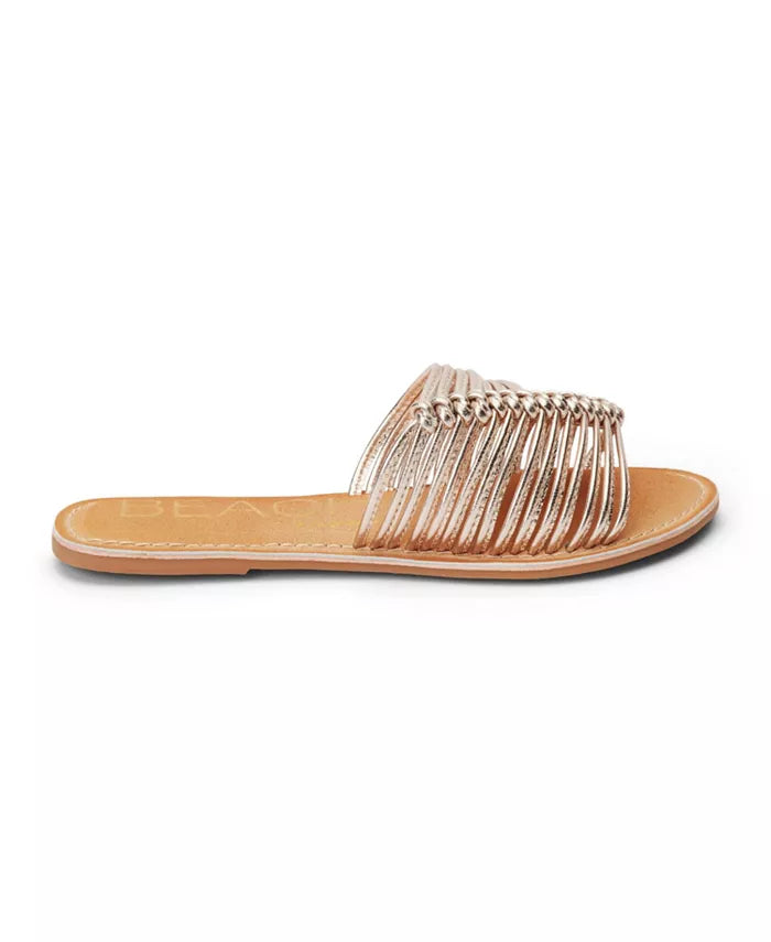 Elena - Rose Gold Tie Up Cork Flatform Sandals — Gal Next Door