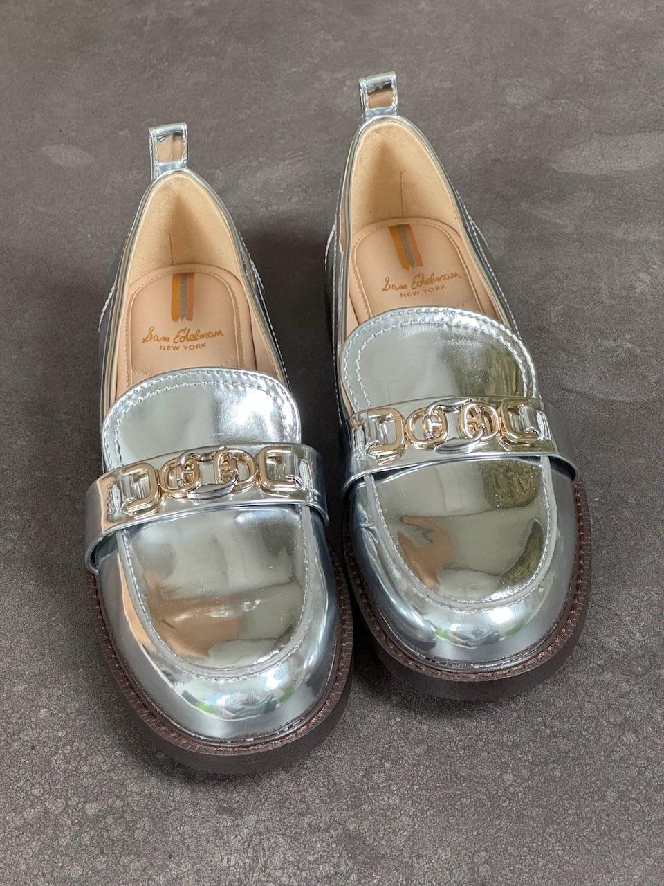 Silver cheap loafer shoes