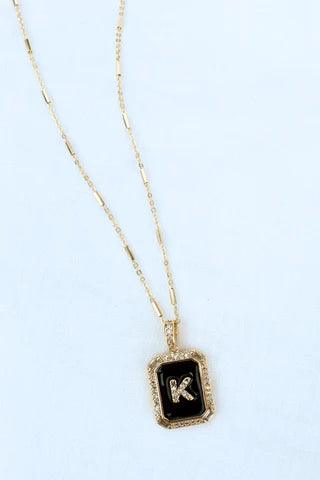 Ink Initial Tile Necklace - Gold Filled – Flutter